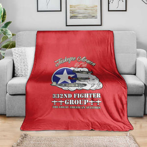 African American Aviators WWII Blanket Tuskegee Red Tails Airmen Red - African Pride