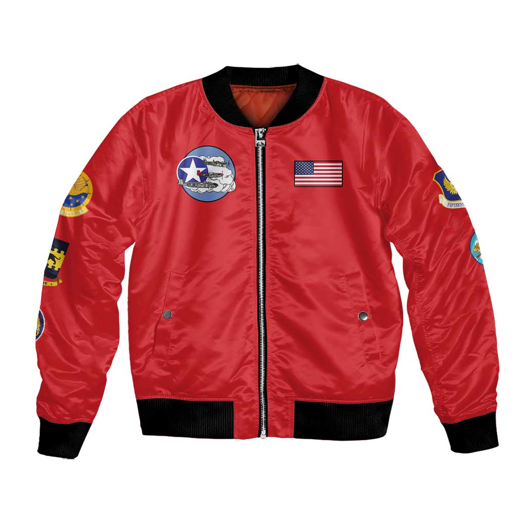 African American Aviators WWII Bomber Jacket Tuskegee Red Tails Airmen Red - African Pride