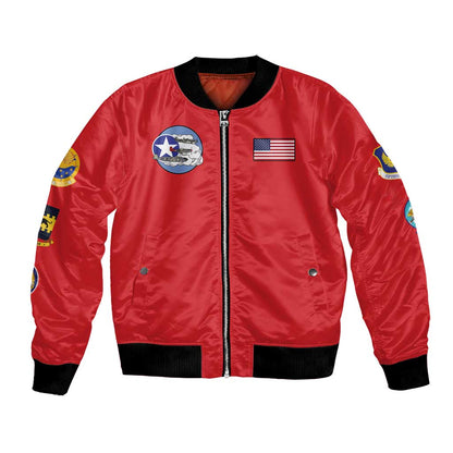 African American Aviators WWII Bomber Jacket Tuskegee Red Tails Airmen Red - African Pride
