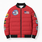 Tuskegee Airmen WWII Heroes Bomber Puffer Jacket The Great American Aviators Red Art