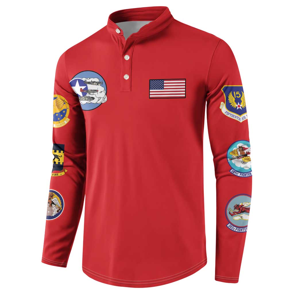 Tuskegee Airmen WWII Heroes Button Sweatshirt The Great American Aviators Red Art