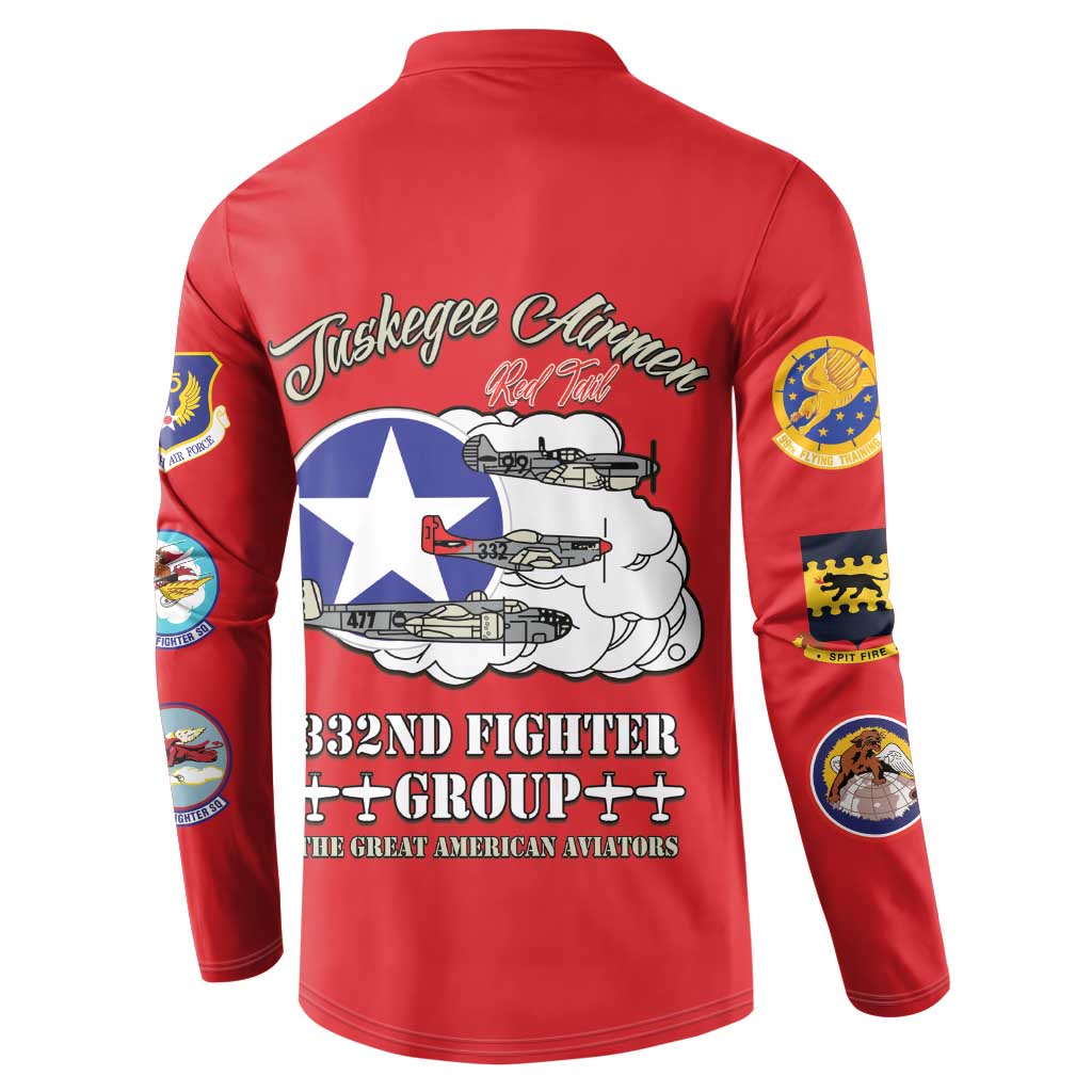 Tuskegee Airmen WWII Heroes Button Sweatshirt The Great American Aviators Red Art