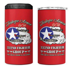 African American Aviators WWII 4 in 1 Can Cooler Tumbler Tuskegee Red Tails Airmen Red - African Pride