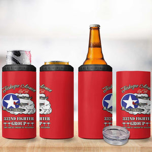 African American Aviators WWII 4 in 1 Can Cooler Tumbler Tuskegee Red Tails Airmen Red - African Pride