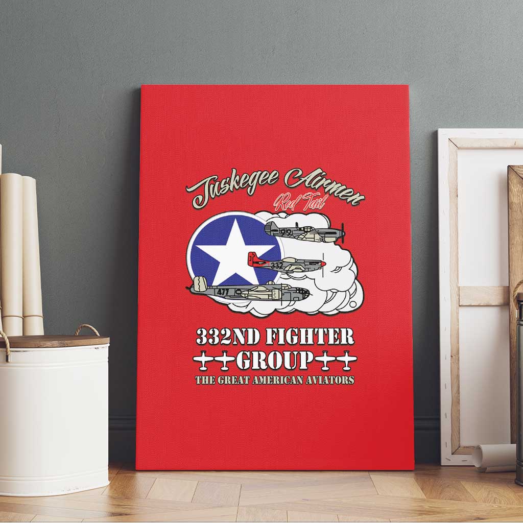 African American Aviators WWII Canvas Wall Art Tuskegee Red Tails Airmen Red - African Pride