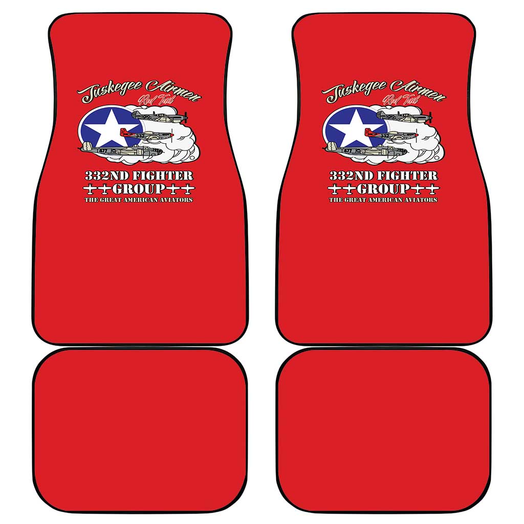 African American Aviators WWII Car Mats Tuskegee Red Tails Airmen Red - African Pride