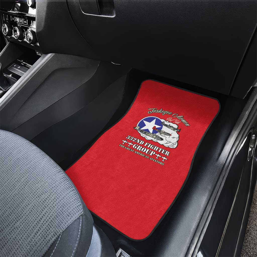 African American Aviators WWII Car Mats Tuskegee Red Tails Airmen Red - African Pride