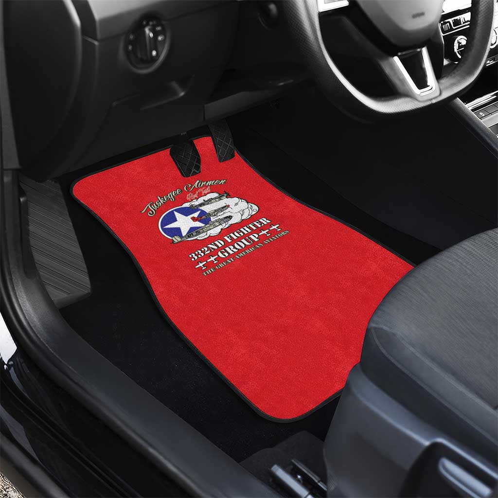 African American Aviators WWII Car Mats Tuskegee Red Tails Airmen Red - African Pride