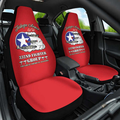 African American Aviators WWII Car Seat Cover Tuskegee Red Tails Airmen Red - African Pride