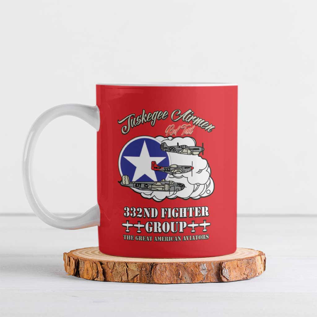 Tuskegee Airmen WWII Heroes Ceramic Mug The Great American Aviators Red Art