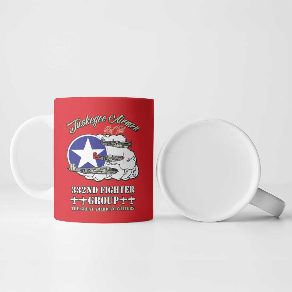 Tuskegee Airmen WWII Heroes Ceramic Mug The Great American Aviators Red Art