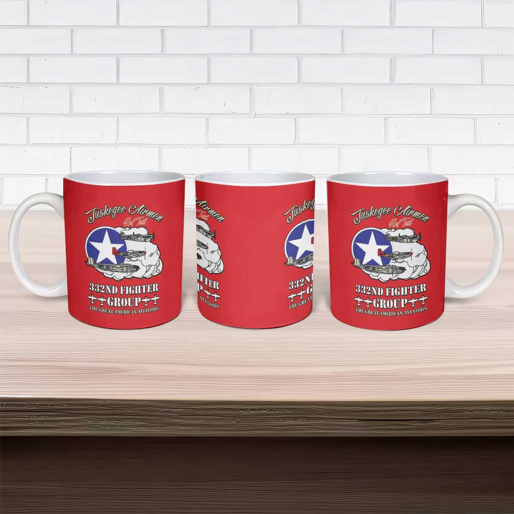 Tuskegee Airmen WWII Heroes Ceramic Mug The Great American Aviators Red Art
