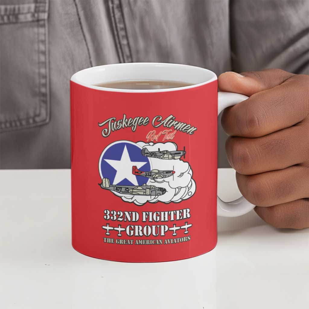 Tuskegee Airmen WWII Heroes Ceramic Mug The Great American Aviators Red Art