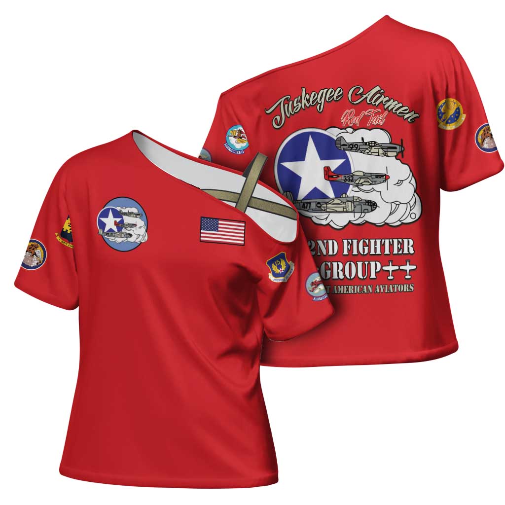 Tuskegee Airmen WWII Heroes Cross Shoulder Shirt The Great American Aviators Red Art