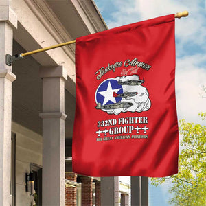 African American Aviators WWII Garden Flag Tuskegee Red Tails Airmen Red - African Pride