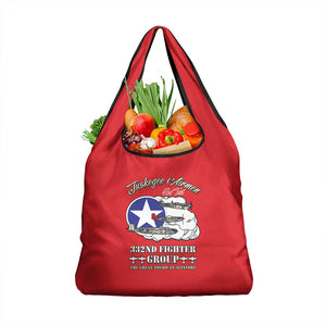 African American Aviators WWII Grocery Bag Tuskegee Red Tails Airmen Red - African Pride