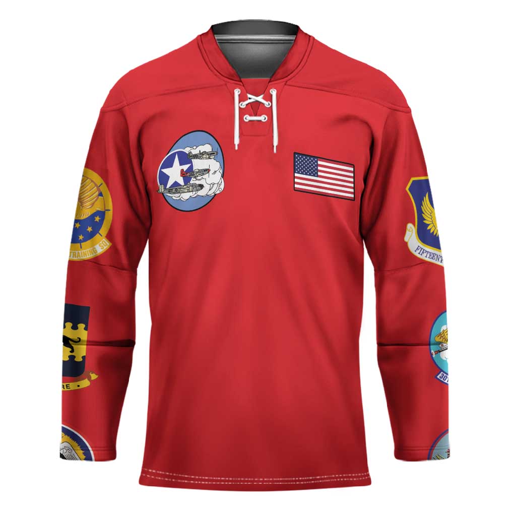 Tuskegee Airmen WWII Heroes Hockey Jersey The Great American Aviators Red Art