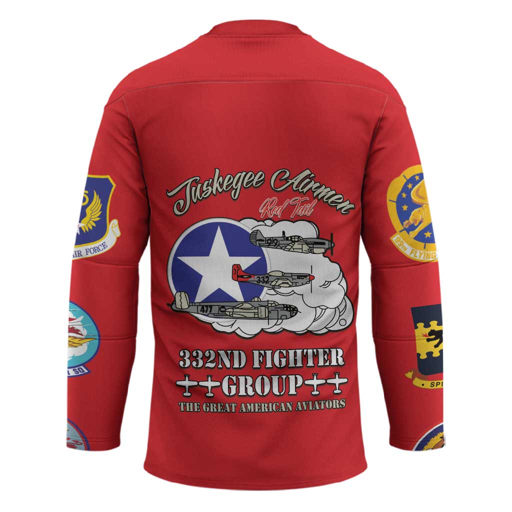 Tuskegee Airmen WWII Heroes Hockey Jersey The Great American Aviators Red Art