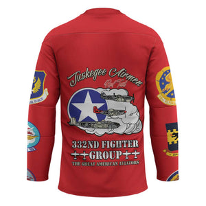 Tuskegee Airmen WWII Heroes Hockey Jersey The Great American Aviators Red Art