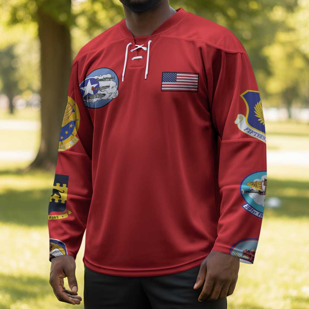 Tuskegee Airmen WWII Heroes Hockey Jersey The Great American Aviators Red Art