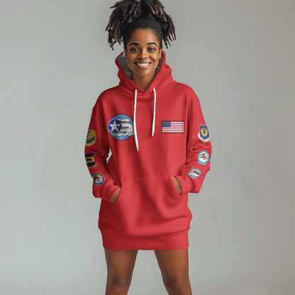 African American Aviators WWII Hoodie Dress Tuskegee Red Tails Airmen Red - African Pride