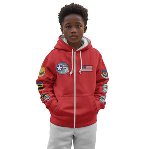 African American Aviators WWII Kid Hoodie Tuskegee Red Tails Airmen Red - African Pride