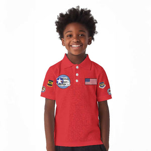 African American Aviators WWII Kid Polo Shirt Tuskegee Red Tails Airmen Red - African Pride