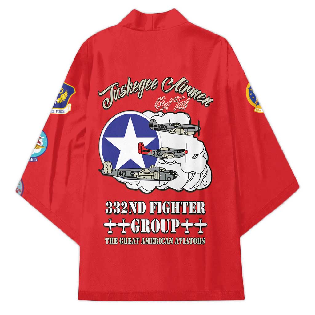 Tuskegee Airmen WWII Heroes Kimono The Great American Aviators Red Art