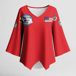 Tuskegee Airmen WWII Heroes Kimono Sleeve Blouse The Great American Aviators Red Art