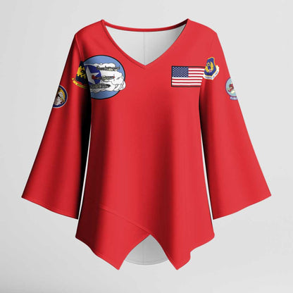 Tuskegee Airmen WWII Heroes Kimono Sleeve Blouse The Great American Aviators Red Art