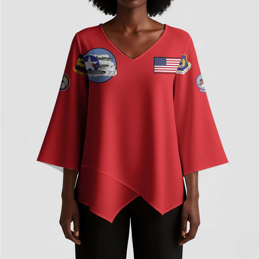 Tuskegee Airmen WWII Heroes Kimono Sleeve Blouse The Great American Aviators Red Art
