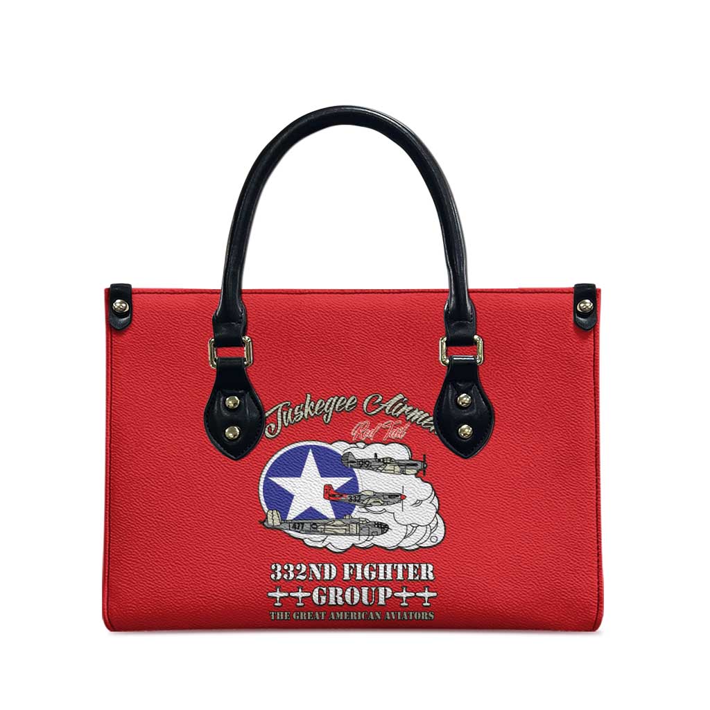 Tuskegee Airmen WWII Heroes Leather Bag The Great American Aviators Red Art