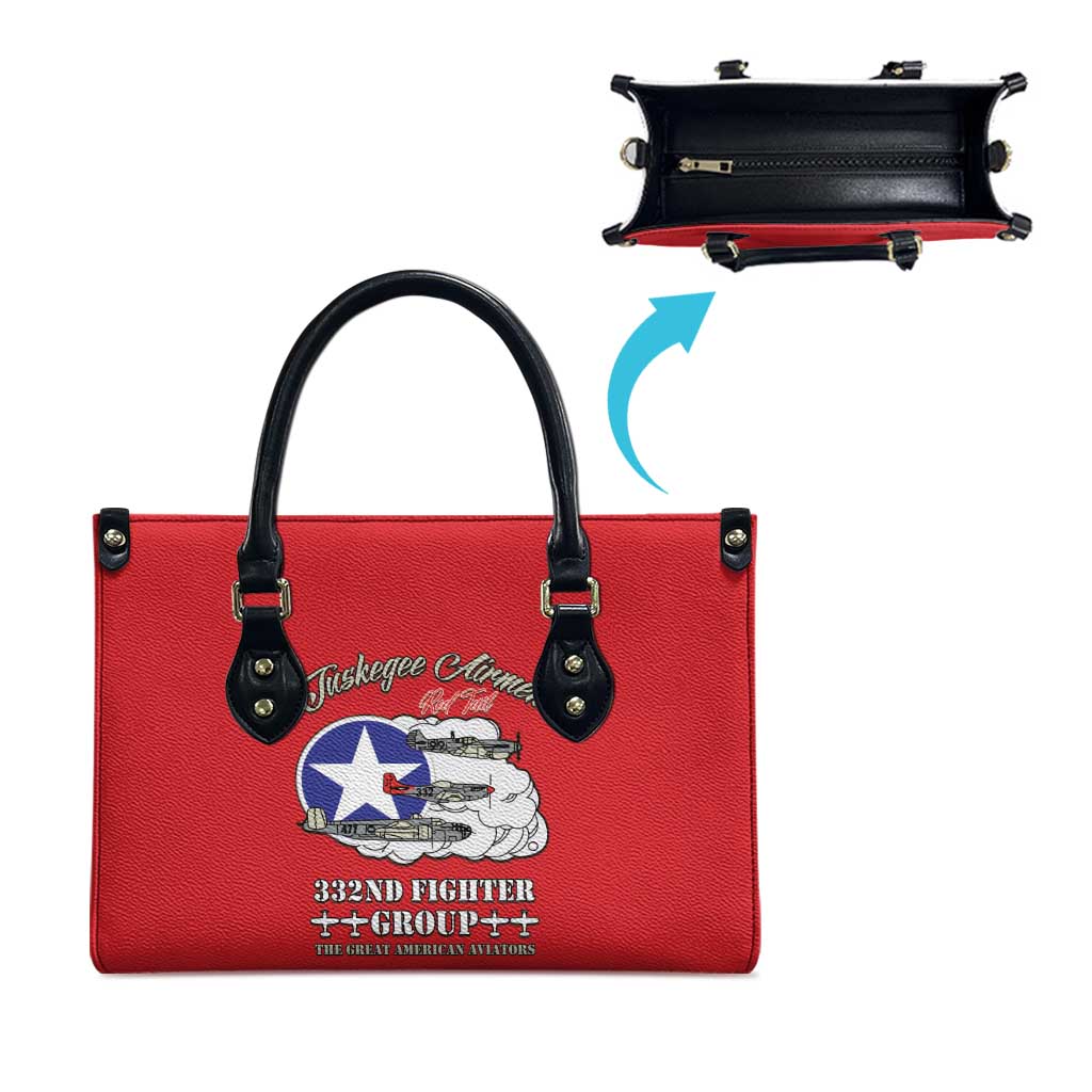 Tuskegee Airmen WWII Heroes Leather Bag The Great American Aviators Red Art