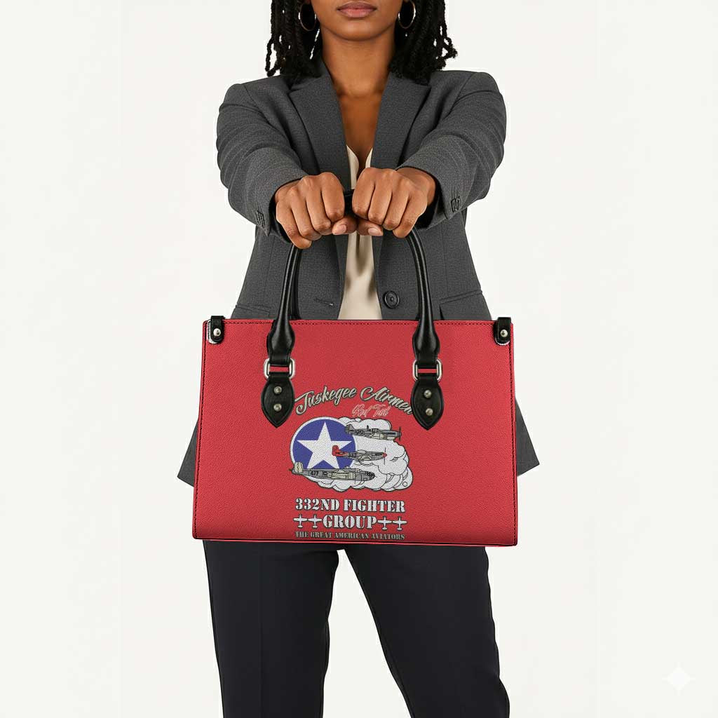 Tuskegee Airmen WWII Heroes Leather Bag The Great American Aviators Red Art