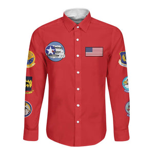African American Aviators WWII Long Sleeve Button Shirt Tuskegee Red Tails Airmen Red - African Pride