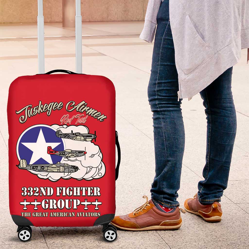 African American Aviators WWII Luggage Cover Tuskegee Red Tails Airmen Red - African Pride