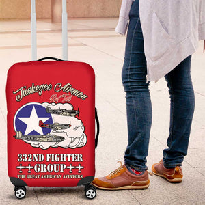 African American Aviators WWII Luggage Cover Tuskegee Red Tails Airmen Red - African Pride