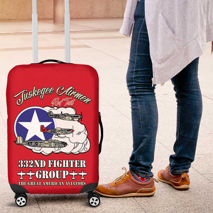 African American Aviators WWII Luggage Cover Tuskegee Red Tails Airmen Red - African Pride