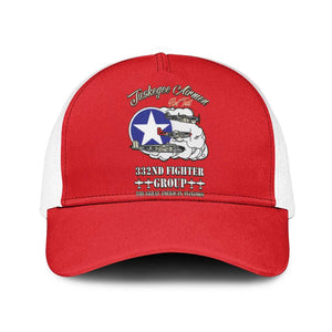 African American Aviators WWII Mesh Trucker Cap Tuskegee Red Tails Airmen Red - African Pride