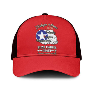 African American Aviators WWII Mesh Trucker Cap Tuskegee Red Tails Airmen Red - African Pride