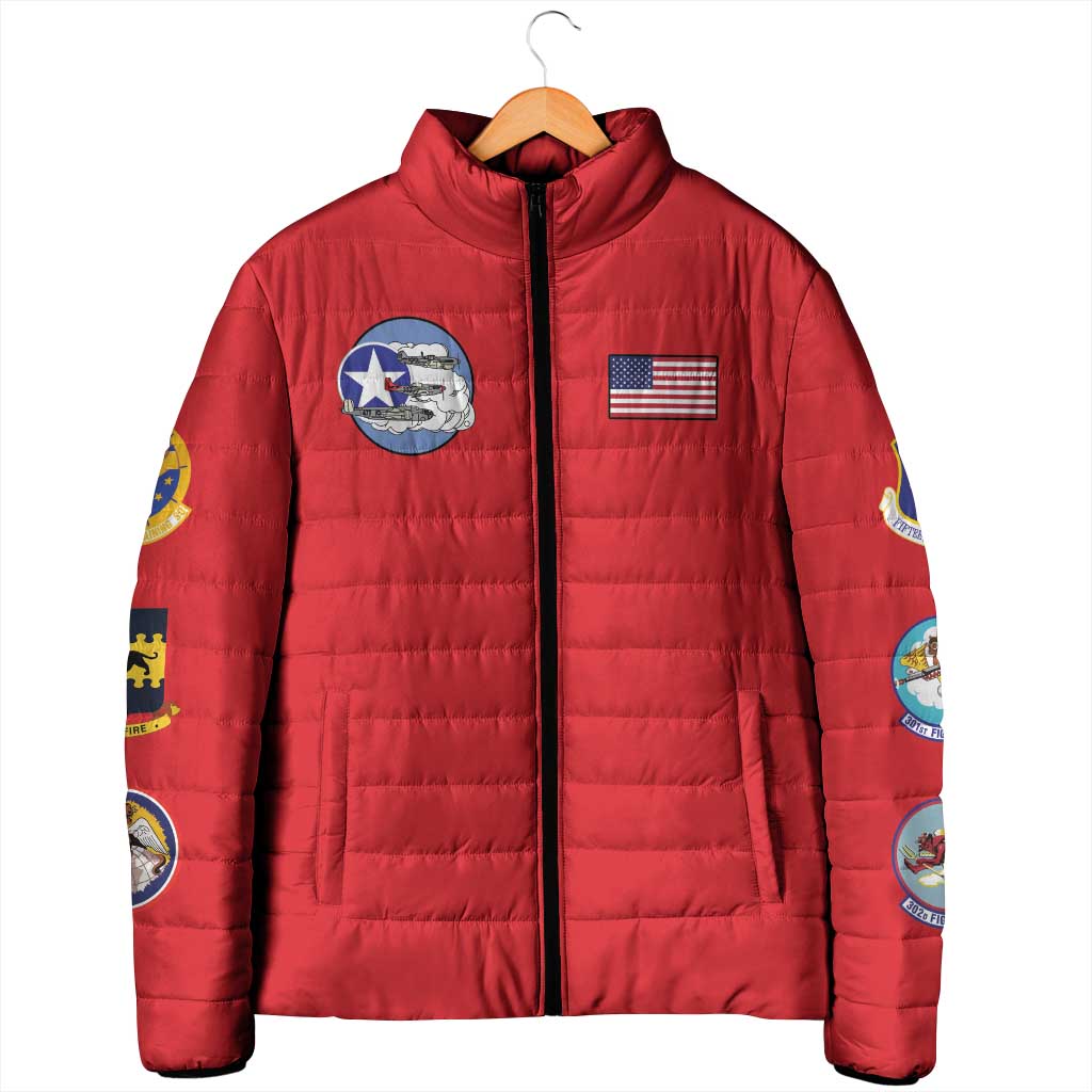 Tuskegee Airmen WWII Heroes Padded Jacket The Great American Aviators Red Art