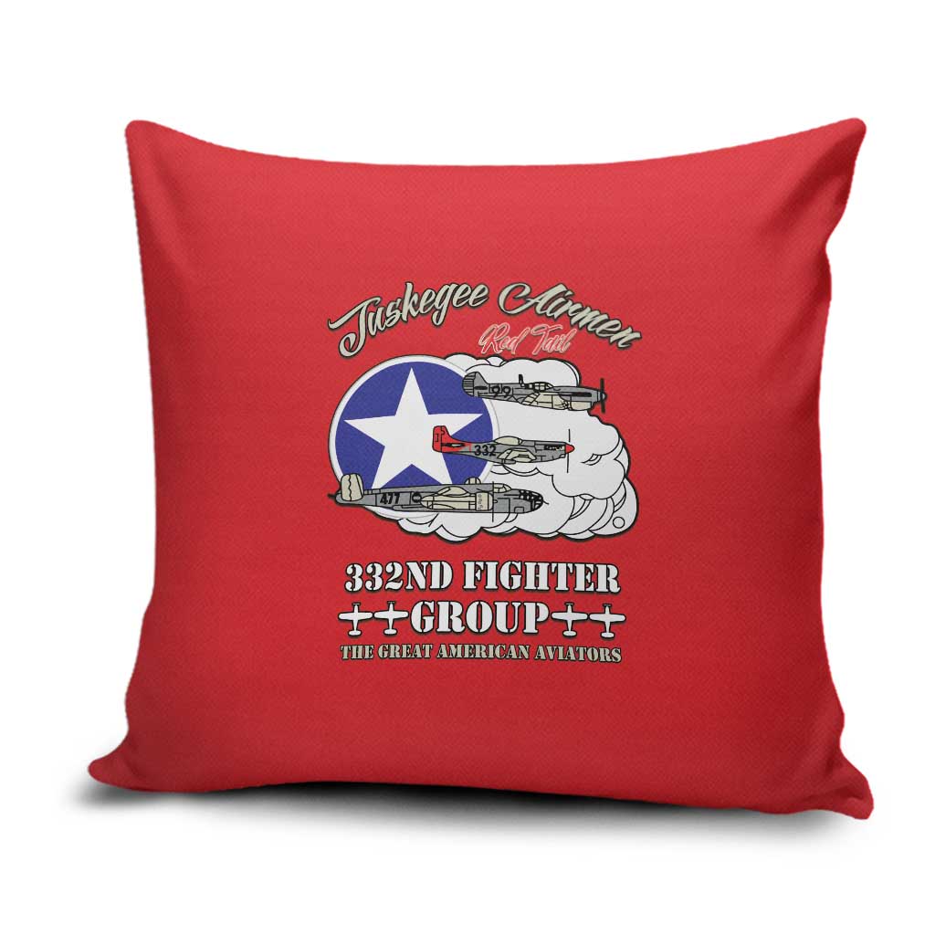 Tuskegee Airmen WWII Heroes Pillow Cover The Great American Aviators Red Art