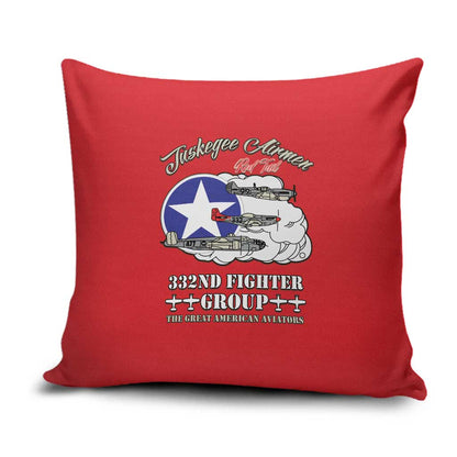 Tuskegee Airmen WWII Heroes Pillow Cover The Great American Aviators Red Art