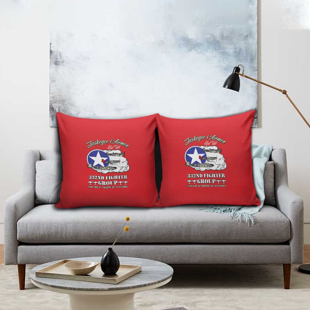Tuskegee Airmen WWII Heroes Pillow Cover The Great American Aviators Red Art