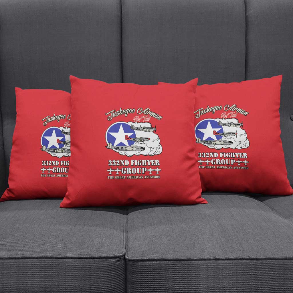 Tuskegee Airmen WWII Heroes Pillow Cover The Great American Aviators Red Art