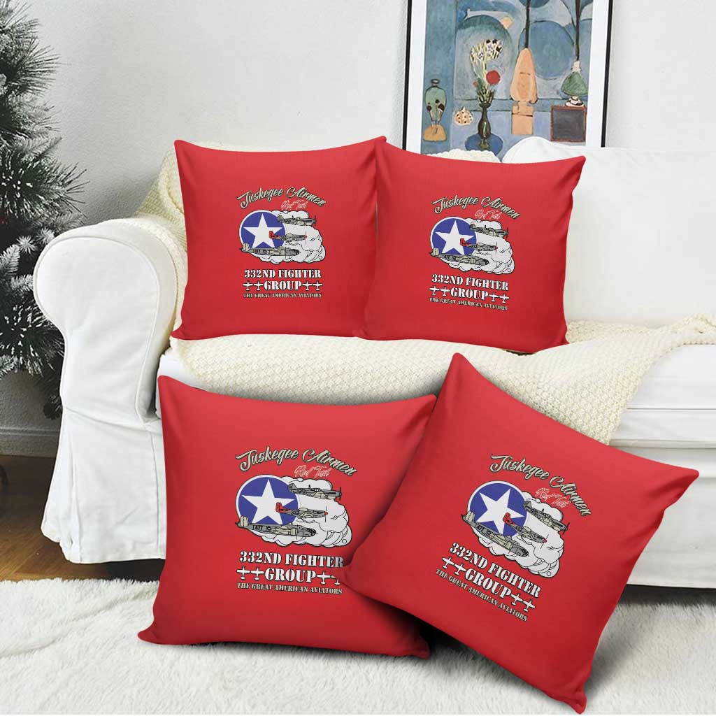 Tuskegee Airmen WWII Heroes Pillow Cover The Great American Aviators Red Art