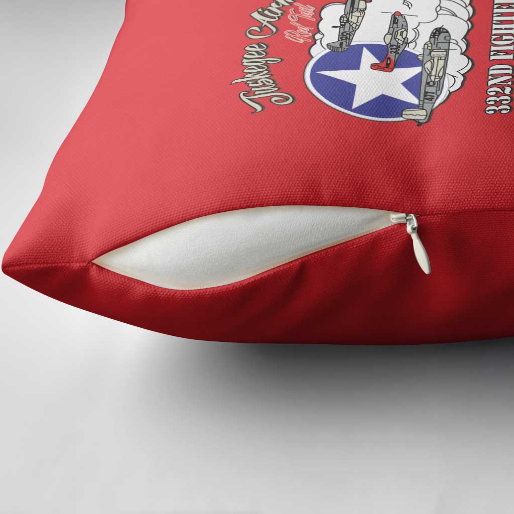 Tuskegee Airmen WWII Heroes Pillow Cover The Great American Aviators Red Art