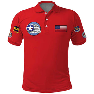 African American Aviators WWII Polo Shirt Tuskegee Red Tails Airmen Red - African Pride
