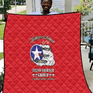 African American Aviators WWII Quilt Tuskegee Red Tails Airmen Red - African Pride