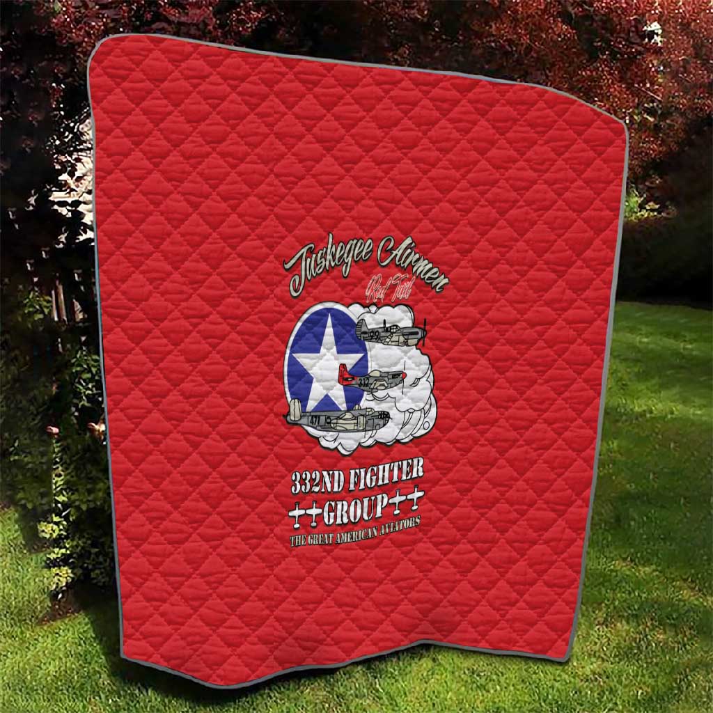 African American Aviators WWII Quilt Tuskegee Red Tails Airmen Red - African Pride